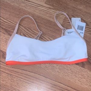 L*Space White and Orange Bikini Top